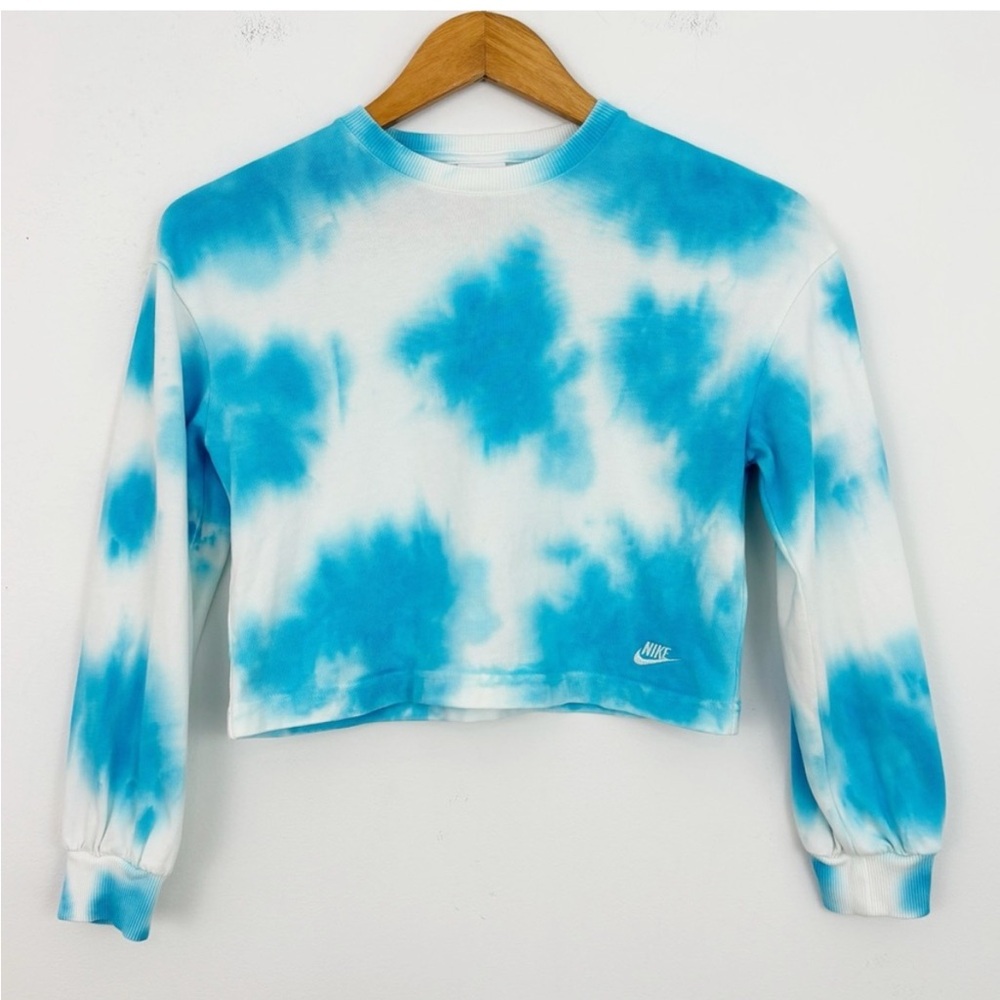 Nike Tie Dye Crop Top Blue White Longsleeve
